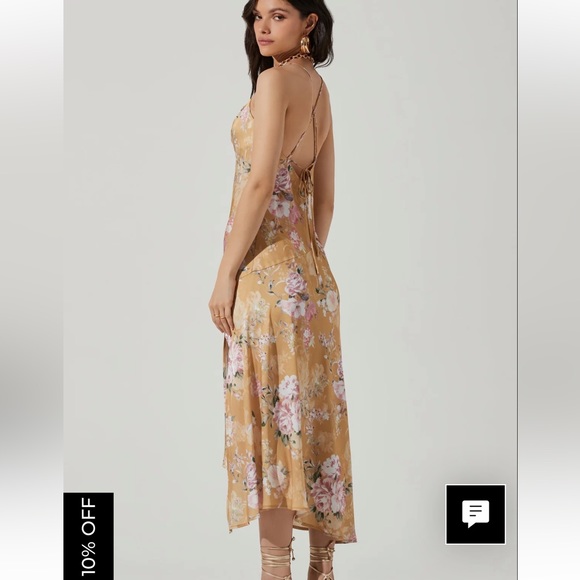 NWT Astr the label Gaia Midi Dress in floral mustard - Picture 2 of 6